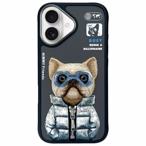 NIMMY Suojakuori COOL&CUTE 2.0 Koira iPhone 16:lle musta