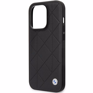 BMW BMHCP14L22RQDK Suojakuori iPhone 14 Pro 6.1" musta/musta Nahkainen Quilted