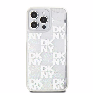 DKNY Liquid Glitter Multilogo Suojakuori iPhone 15 Pro Max:lle - valkoinen