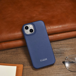 iCarer CE Premium Nahka Folio Case iPhone 14 Plus Magneettinen Flip Nahka Folio Case MagSafe Blue (WMI14220715-BU)