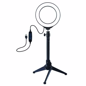 LED-rengaslamppu 12 cm pöytäjalustan kiinnikkeellä enintään 24,5 cm, USB