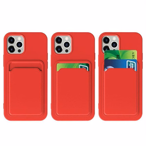 Card Case Silicone Wallet Case with Card Slot Documents for Xiaomi Redmi Note 10 / Redmi Note 10S Red