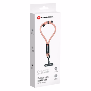 Forcell F-DESIGN R10X40 rannehihna puhelimelle säädettävällä pituudella (max 20cm silmukassa) vaaleanpunainen valkoinen
