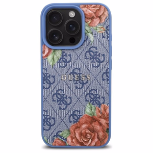 Guess 4G Flowers Print MagSafe Suojakuori iPhone 16 Pro Max:lle - sininen