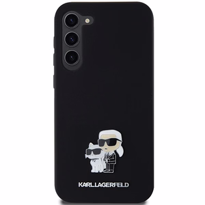 Karl Lagerfeld Silikoninen Karl&Choupette Metal Pin Suojakuori Samsung Galaxy S23+:lle - musta
