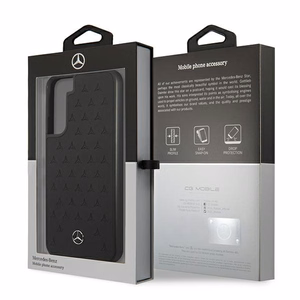 Mercedes Nahka Tähdet kuvio Kotelo Samsung Galaxy S22+ - musta