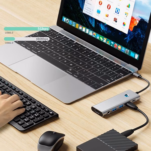 Tech-Protect HB04 HUB Sovitin 9in1 USB-C + USB2.0 + USB3.0 + HDMI 4K 60Hz + SD / TF + PD100W + AV3.5 - harmaa