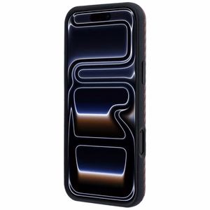 BMW suojakuori laitteelle iPhone 18 Pro / 17 Pro: (Carbon Metal Logo), MagSafe-yhteensopiva, väri: viininpunainen