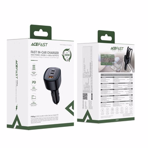 Acefast B18 200 W -autolaturi, 2 × USB-C + USB-A, musta