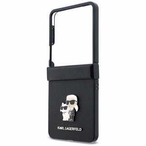 Musta Karl Lagerfeld Saffiano Karl & Choupette Pin -suojakuori Samsung Galaxy Z Flip8 -puhelimelle