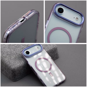 Case for iPhone 17 PRO MAX Frame Clear Hybrid Mag Cover compatible with MagSafe purple