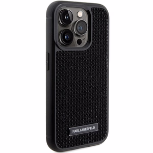 Karl Lagerfeld Rhinestone Logo Metal Plate suojakuori iPhone 15 Pro:lle - musta
