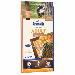 Bosch Adult Salmon & Potato 09030 – aikuisten koirien kuivaruoka lohella ja perunalla, 15 kg