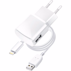 Puhelinlaturi Blue Star USB A 1A 5W + kaapeli USB A - Lightning TFK-TC-1100B valkoinen