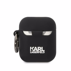 Karl Lagerfeld KLA2RUNIKK AirPods 1/2 Suojakuori musta/musta Silikoninen Karl Head 3D
