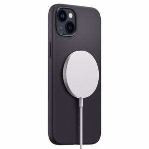 Spigen Silicone Fit Mag -kotelo MagSafella iPhone 14 Plus -puhelimelle - musta