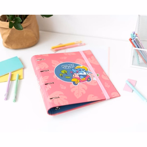 Disney Stitch A4 -kansio 4 renkaalla ja kuminauhalla