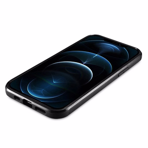 iCarer Nahka Öljyvaha kotelo päällystetty luonnollisella nahalla iPhone 12 Pro Max musta (ALI1206-BK)