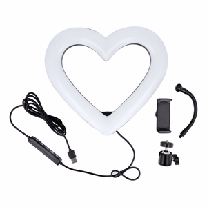 LED-rengasvalo Stream RGB lamppu 10" puhelintelineellä HEART + jalusta JM26-10 musta