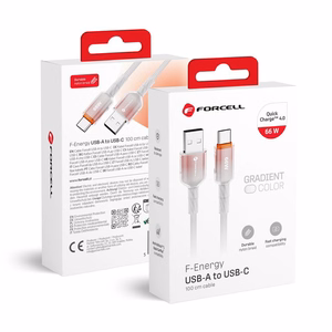 FORCELL F-ENERGY C352 kaapeli USB A - Type C QC4.0 3A 66W liukuväri 1 m valkoinen