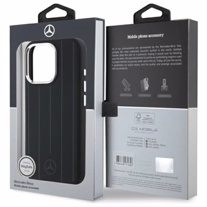 Mercedes Silikoninen Vertical Tonal Stripes MagSafe suojakuori iPhone 16 Pro Max:lle - musta