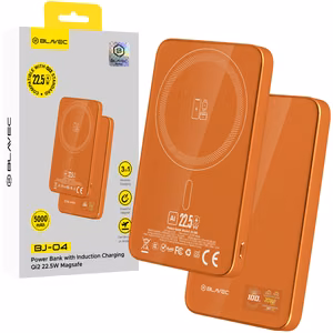 Blavec varavirtalähde 5000mAh BJ-04 erittäin ohut 7,8mm - Type C - 22,5W magneettinen Magsafe 3 in 1 (PBBJ04-MC5O) oranssi lasi