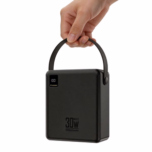 Wozinsky W8-B 100000mAh 30W varavirtalähde, 2xUSB-A, 2xUSB-C, taskulampulla, musta