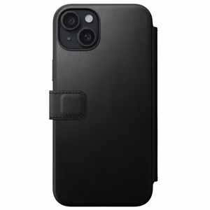 Nomad moderni nahkainen folio-kuori iPhone 15 Plus 6,7' musta