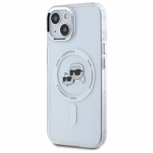 Karl Lagerfeld IML Metal Karl&Choupette Head MagSafe suojakuori iPhone 14:lle - valkoinen