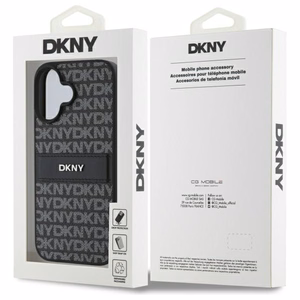 DKNY Texture Pattern Tonal Stripe Suojakuori iPhone 16:lle - musta