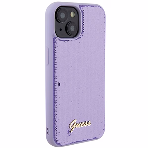 Guess Sequin Script Metal Suojakuori iPhone 15:lle - violetti