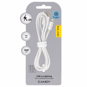 Blavec Cable Candy braided - USB to Lightning - 2,4A 3 metres Apple CarPlay (CCA-UL24W30) white