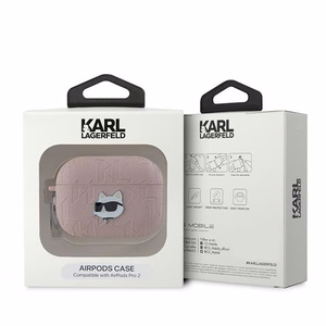Karl Lagerfeld Monogram Choupette Head suojakuori AirPods Pro 2:lle - vaaleanpunainen