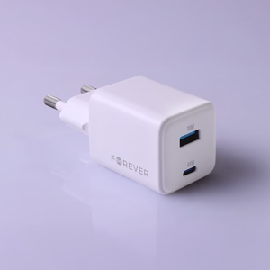 Forever TC-08-45AC GaN PD QC charger 1x USB-C 1x USB 45W white