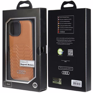 Audi Tekonahkainen Suojakuori MagSafella iPhone 15 / 14 / 13:lle - ruskea