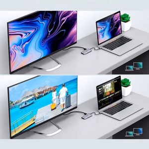 Choetech 9in1 monitoiminen USB Type C HUB - 3x USB 3.2 Gen 1 / SD ja TF muistikortinlukija / HDMI 4K 30Hz / VGA Full HD 60Hz / USB Type C / RJ45 harmaa (HUB-M15 gray)