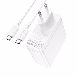Borofone Wall charger BN11 Imperial - USB + 2xType C - QC 3.0 PD 100W with Type C to Type C cable white