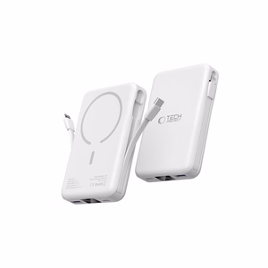 Tech-Protect LifeMag PB31 Power Bank MagSafe 10000mAh 15W USB-C / USB-A / Sisäänrakennetut USB-C / Lightning-kaapelit - Valkoinen