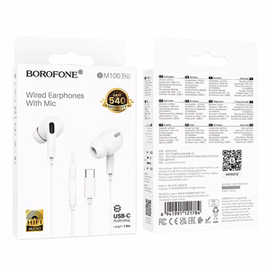 Borofone Earphones BM100 Pro Fuente with microphone Type C (DAC) white