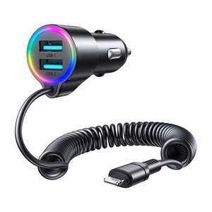 Joyroom JR-CL25 autolaturi 2x USB + Lightning kaapeli (musta)