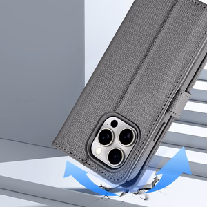 Dux Ducis Lawa Nahkainen Suojakuori iPhone 15 Pro Max:lle - harmaa