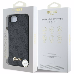 Guess HC MagSafe 4G PU Script Logo Suojakuori iPhone 16e:lle - Musta