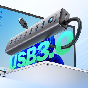 Orico CL7U-U3 -hubi 7x USB-A 3.0 + USB-C 5V/3A 1m - harmaa