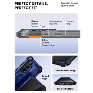Supcase ArmorBox Mag MagSafe -suojakuori Samsung Galaxy S26:lle laivastonsininen ja musta