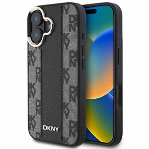 DKNY Checkered Pattern Magsafe iPhone 16:lle Suojakuori - Musta