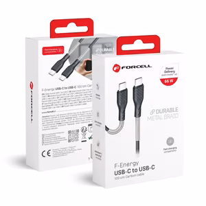 Cable USB C to USB C Forcell F-Energy QC4.0 PD 5A 66W Carbon 1 m CB-02C black