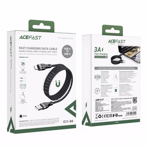 Acefast C11-04 USB-A - USB-C 3A Kaapeli 1,2m magneettinen punottu - musta