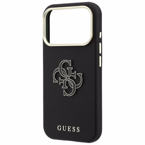 Guess Grained & Big Resin Logo -suojakuori iPhone 18 Pro Max / 17 Pro Max – musta
