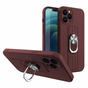 Ring Case silikoni tapauksessa sormi ote ja jalusta Samsung Galaxy A32 5G ruskea
