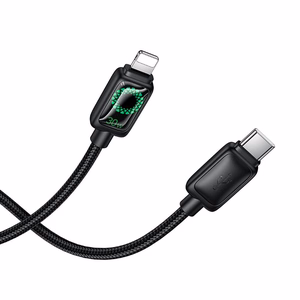 Hoco U146 Kaapeli LCD-näytöllä USB-C – Lightning PD 30W 1.2m musta